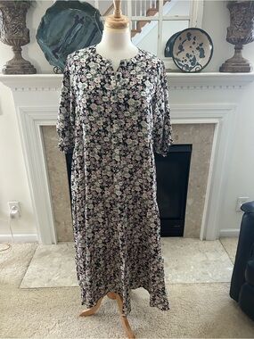 NATURAL LIFE Prairie Dress with Pink and Green Floral Print